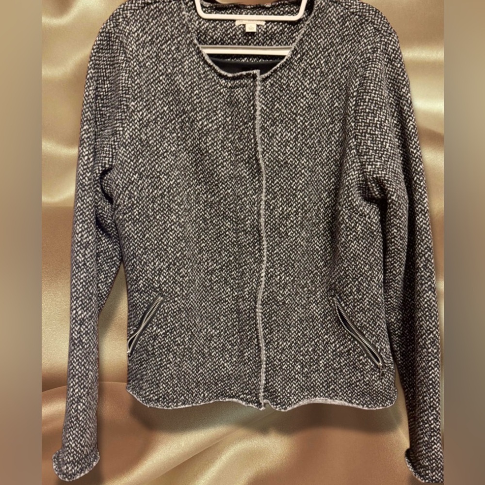 GAP Light Weight Chic Black and White Tweed Jacket size Large